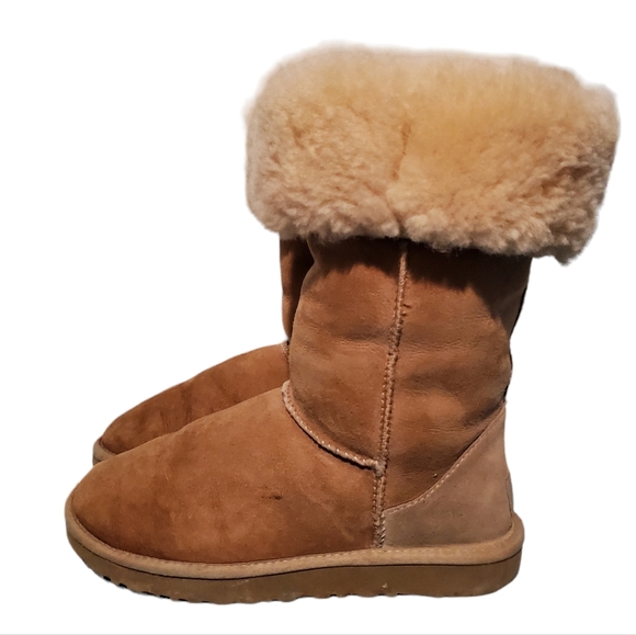 UGG 5815 Chestnut Leather Sheepskin Boots Women's Size 7 - Picture 5 of 12